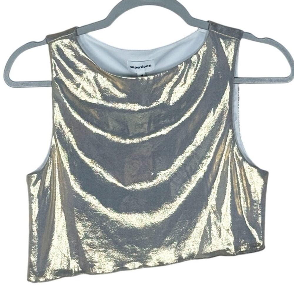 Superdown Pearl Maxi Set Tank top + Skirt Pale Gold Metallic Size Medium / Small - Picture 2 of 12